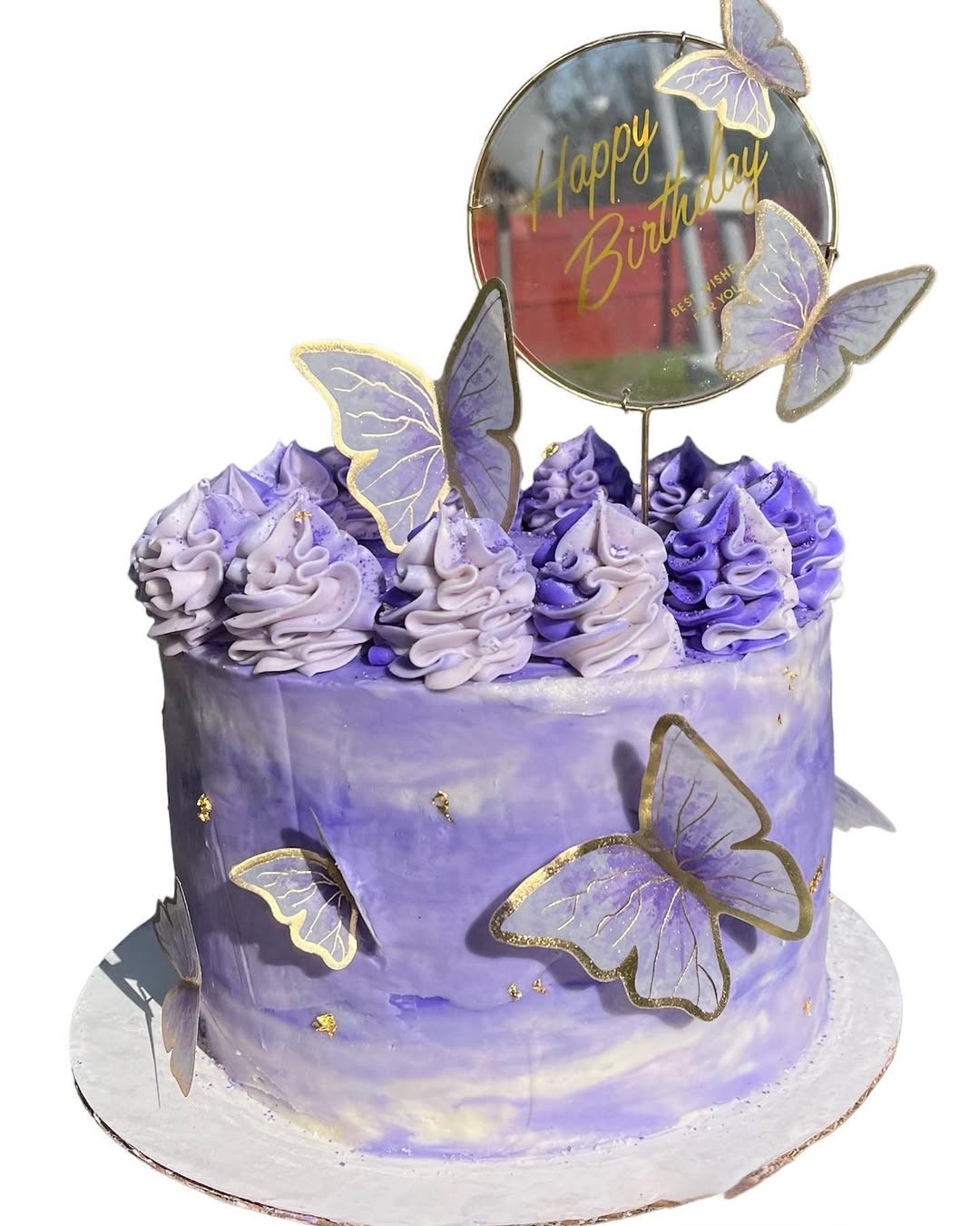 Purple Butterfly Watercolor Cake
